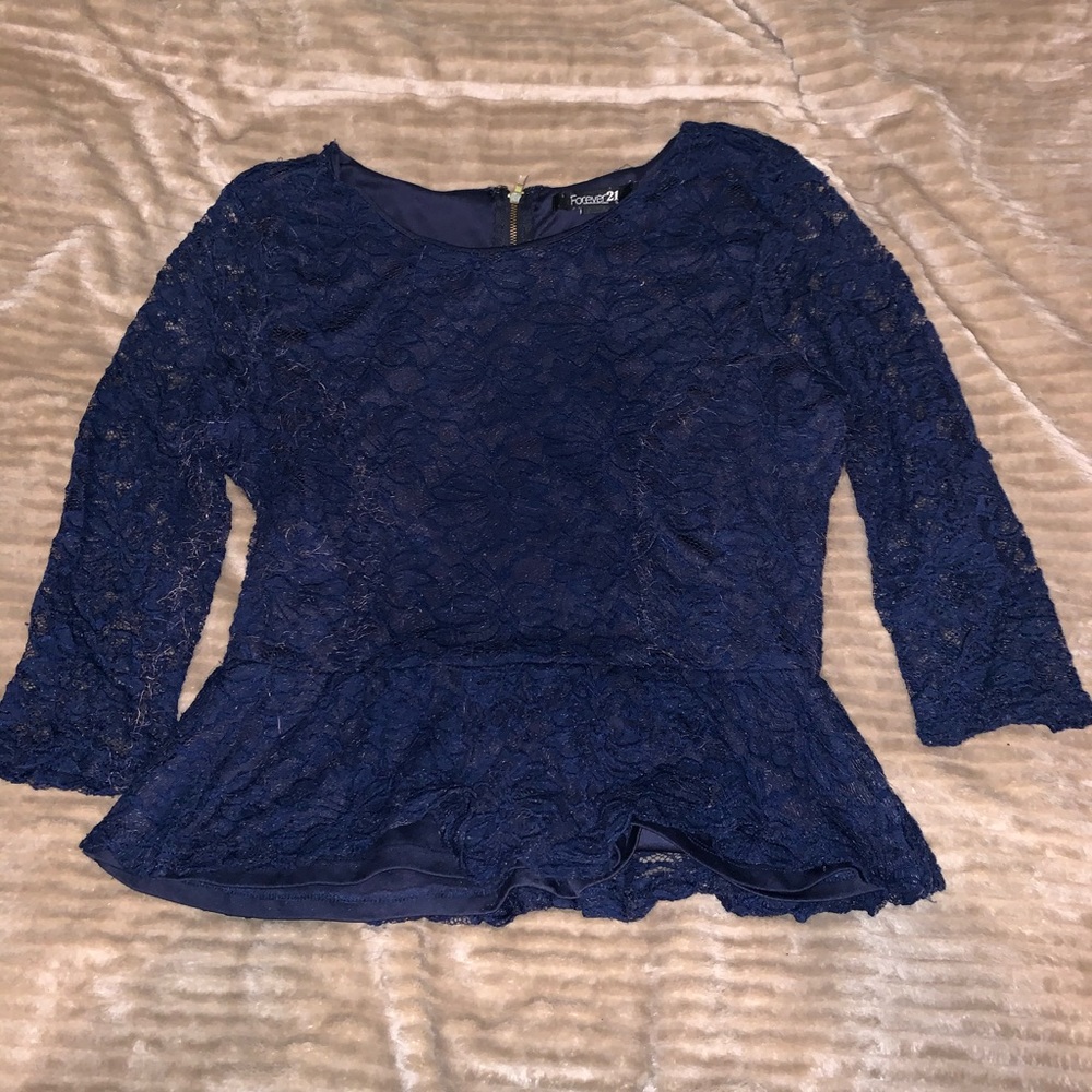 Blue lace blouse